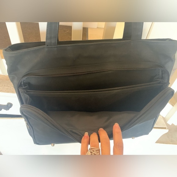 Messenger Tote purse for work, school, or travel in black color. - Picture 5 of 5